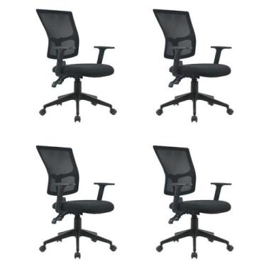 Imagem de Kit 4 Cadeiras Escritório Diretor Ergonômica NR17 Tela Mesh Londres - 