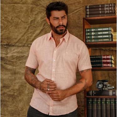Imagem de Camisa masculina linho rosa mansfield, Rosa, P