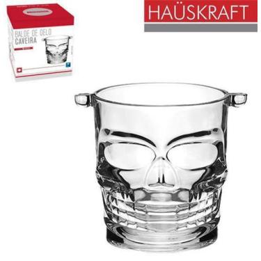 Imagem de Balde de gelo de vidro caveira com alca hauskraft 800ml na caixa - Haü