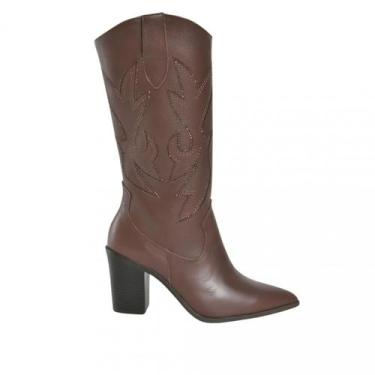 Imagem de Bota Feminina Western em Couro Via Marte 079013, Marrom, 35