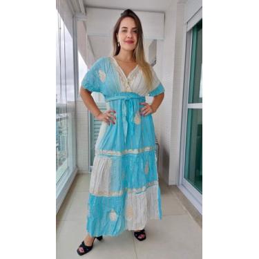 Imagem de Vestido Longo Indiano Lurex Luxo Boho Chic c/ Forro-c102 - Aleci Fashi