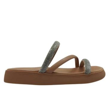 Imagem de Sandália Papete Moleca 5469.121 Flatform com Brilho e Conforto, 38, Nu