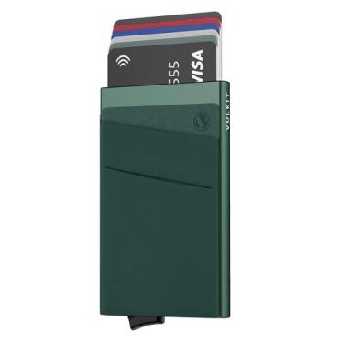 Imagem de Carteira porta-cartões VULKIT RFID Blocking contém 5 cartões verdes