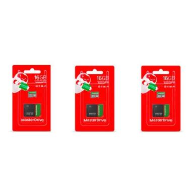 Imagem de Kit com 3 unidades de cartão de memoria 16gb masterdrive usb 2.0 class