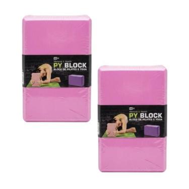 Imagem de Kit 2 Blocos Yoga EVA Profissional Pilates Alongamento - - MBfit, Rosa