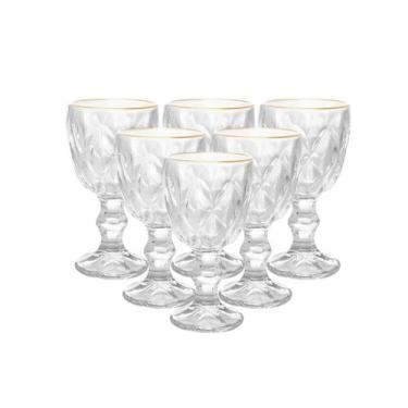 Imagem de Conjunto 6 Taças de Licor Vidro Fio de Ouro Diamond 65ml - Lyor