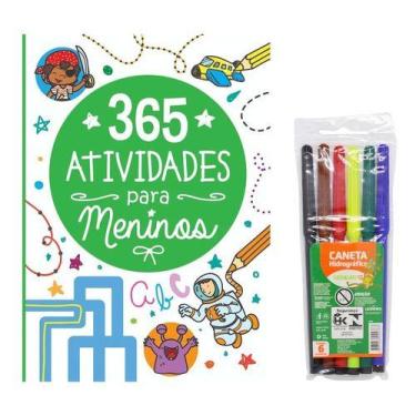 Imagem de Livro infantil 365 atividades p/ meninos + canetinha 6 cores - PÉ DA L