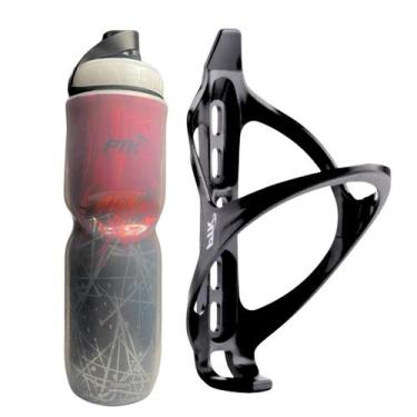 Imagem de Kit Caramanhola Térmica 700ml PTK + Suporte Nylon para Bike MTB Speed 