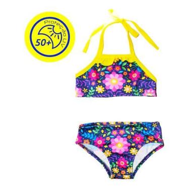 Imagem de Biquini Infantil Moda Praia Verão Florido Proteção Uv50 1ao7 - ANJO DA