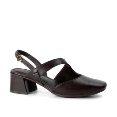 Imagem de Sapato Dakota Slingback Salto Bloco Feminino 10386, Café, 38