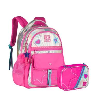 Imagem de Kit Mochila De Costas Rebecca Bonbon C/ Alças Acolchoadas e Estojo Box