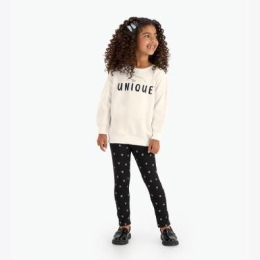 Imagem de Conjunto Infantil Menina Moletom Manga Longa Estampado Rovitex, Off wh