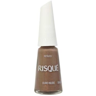 Imagem de Esmalte Metálico Ouro Nude Risqué 8ml Hipoalergênico