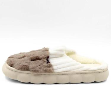 Imagem de Pantufa Europa Nuvem Bia em Pelo e Fleece Feminina, 41/2, Taupe