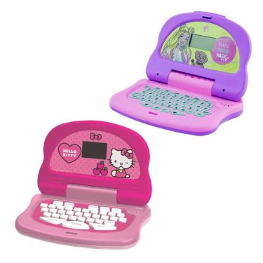 Imagem de Kit Laptop Infantil Barbie Charm + Hello Kittytech Bilíngue com Atividades Educativas em Português e Inglês Rosa Candide