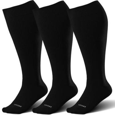 Imagem de Meias LEVSOX Plus Size Panturrilha Larga Compressão Graduada 15-20 mmH