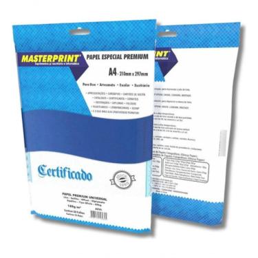 Imagem de Papel Diplomata Masterprint a Color Liso Fosco A4 180G 50 Folhas Azul para Impressao e Artesanato