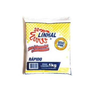 Imagem de Gesso Estuque Rápido para Molduras Placas Estátuas Vedação 100% Puro Branco 1kg Linhal