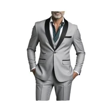 Imagem de Terno Slim Fit Masculino De Alta Qualidade Para Casamento, Traje Forma