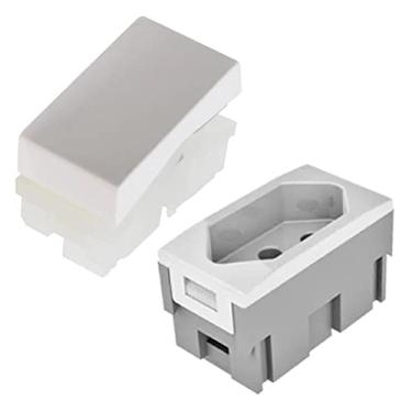 Imagem de Kit 2 Blocos Módulos Tomada 3P+T Pezzi Dutotec QTmov (20A + INTERRUPTOR, Branco)