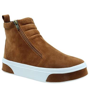 Imagem de Tênis Feminino Fit GuGi Botinha De Academia em Camurça Leve Bota Com Zíper Lateral 203-GG;Cor:Caramelo;Tamanho:34