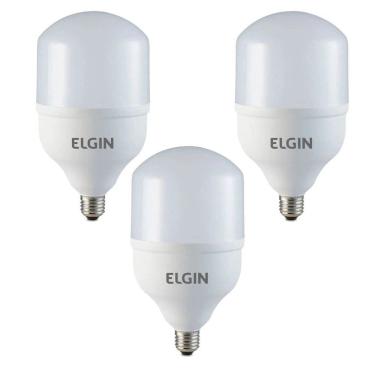 Imagem de Kit 3 lâmpadas bulbo LED elgin 48LSB40FLD00 T 40W 6500K