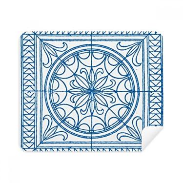 Imagem de Pano de limpeza decorativo estilo Talavera com estampa azul, 2 peças, tecido de camurça