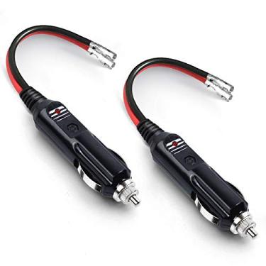 Imagem de Plugue macho de reposição de isqueiro de 12 V com chumbo, luz de LED e cabo de extensão para motocicleta, carro, trator (pacote com 2)