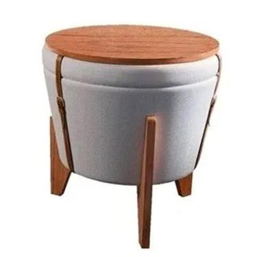 Imagem de Puff Decorativo Baú Flex Tampo Para Mesa Centro Linho Claro