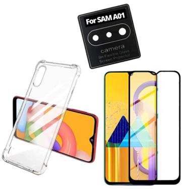 Imagem de Capinha Antiqueda Reforçada + Película 9D Nano Blindada + Película Câmera Compatível Samsung Galaxy A01