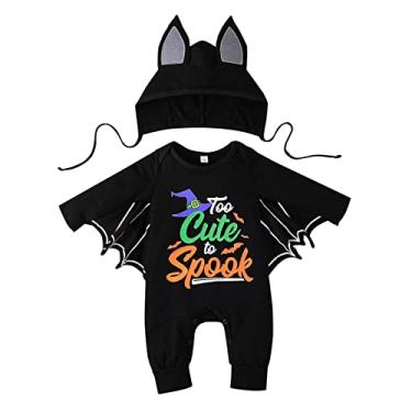 Imagem de Macacão para meninos e meninas recém-nascidos com estampas de desenho de Halloween macacão fantasia infantil roupa de 7 (preto, 3 a 6 meses)