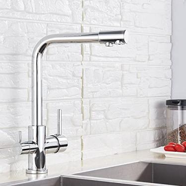 Imagem de Torneira de filtro de água cinza preto torneiras de cozinha misturador filtro de água potável torneira de pia de cozinha torneira de água quente e fria para cozinha, cromo, china