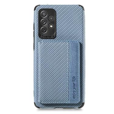 Imagem de Carteira de cartão de couro para Samsung Galaxy A51 A52 A72 A53 A12 A50 A30S A22 M33 M53 M23 M32 5G Slot para cartão Poket Case Capa Traseira, Azul, Para Samsung A73 (5G)