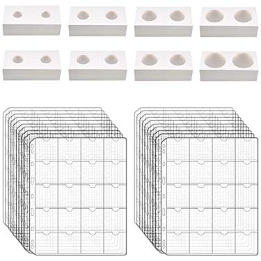 Imagem de Porta-moedas 400 porta-moedas de papelão para colecionadores com 20 folhas, páginas de bolso para moedas, 400 bolsos, capas protetoras de livros e 8 suportes de moedas de 5 x 5 cm para coleção de moedas