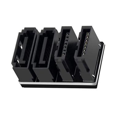 Imagem de Xiwai Adaptador SATA 7 pinos fêmea para 7 pinos macho 360 graus angular porta dupla perfil baixo para desktops SSD HDD placa-mãe
