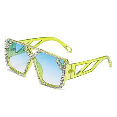 Imagem de Óculos de sol quadrado grande de diamante feminino masculino moda strass óculos de sol feminino óculos de sol de luxo uv400,3, tamanho único