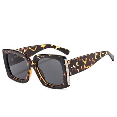 Imagem de Óculos de sol grandes quadrados retrô feminino designer legal sexy vintage preto grande óculos de sol masculino na moda grandes tons pretos, preto leopardo c2, tamanho único