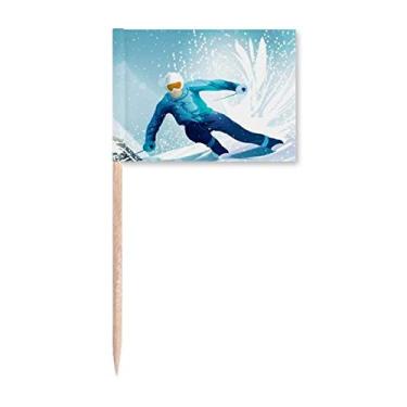 Imagem de Esquis e bastão de esqui para esportes de inverno com ilustração de palito de dente marcador para decoração de festa