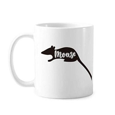 Imagem de Mouse Caneca de animal preta e branca cerâmica cerâmica xícara de café porcelana louça