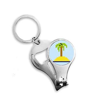 Imagem de Summer Sail Coconut Tree Pixel Nail Nipper Ring Chaveiro Abridor de Garrafas Cortador