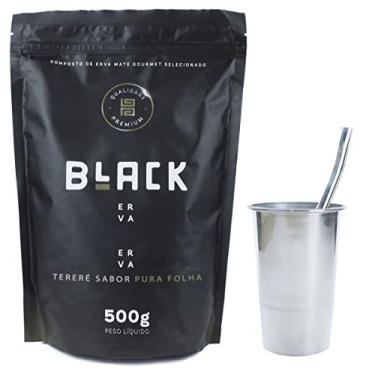Imagem de COPO DE TERERÉ ALUMÍNIO + BOMBA DE TERERÉ INOX + BLACK ERVA 500G (Pura Folha)