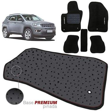 Imagem de Jogo de Tapete Carpete Pinado Compatível Com Compass 2018 19 Impermeável Lavável Logo Bordado 5 Peças