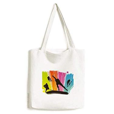 Imagem de Bolsa esportiva de lona com ilustração de grafite, bolsa de compras, bolsa casual