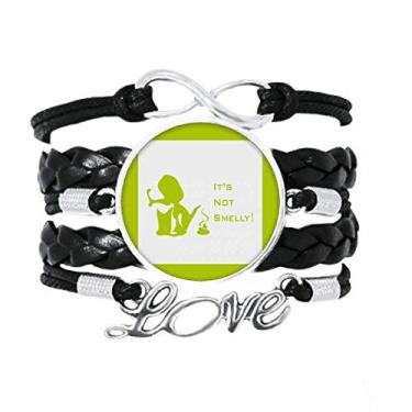 Imagem de OFFbb-USA Pulseira divertida Beagle Denies Poop Smelly Pulseira Love Acessório de couro torcido para presente