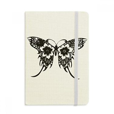 Imagem de Caderno estilo chinês borboleta com asas florais, capa dura em tecido oficial