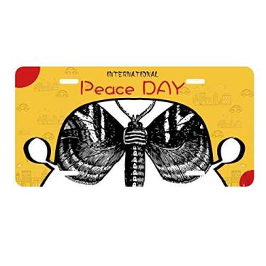 Imagem de DIYthinker Borboleta preta com padrão simples placa de licença etiqueta decoração de carro dia da paz