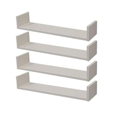 Imagem de Kit 4 Prateleiras U 60 x 10cm Branca Suporte Invisível