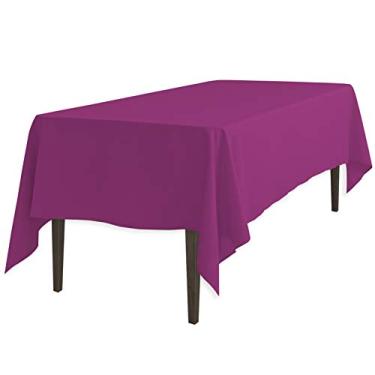 Imagem de LinenTablecloth Toalha de mesa retangular de poliéster 152,4 x 320 cm (60 x 320 polegadas) Vinho roxo