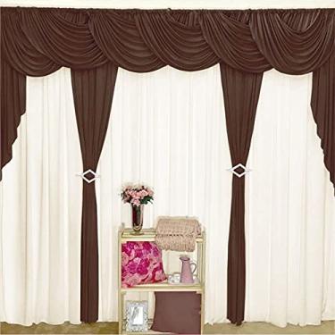 Imagem de Cortina Sedução para Varão em Malha 3,00m x 2,60m Sala Quarto - Tabaco