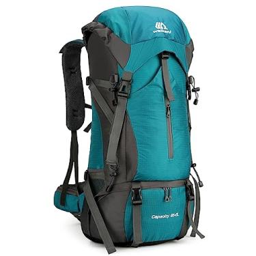 Imagem de Entemah Mochila de caminhada 70L resistente à água para escalada acampamento mochila de viagem com capa de chuva